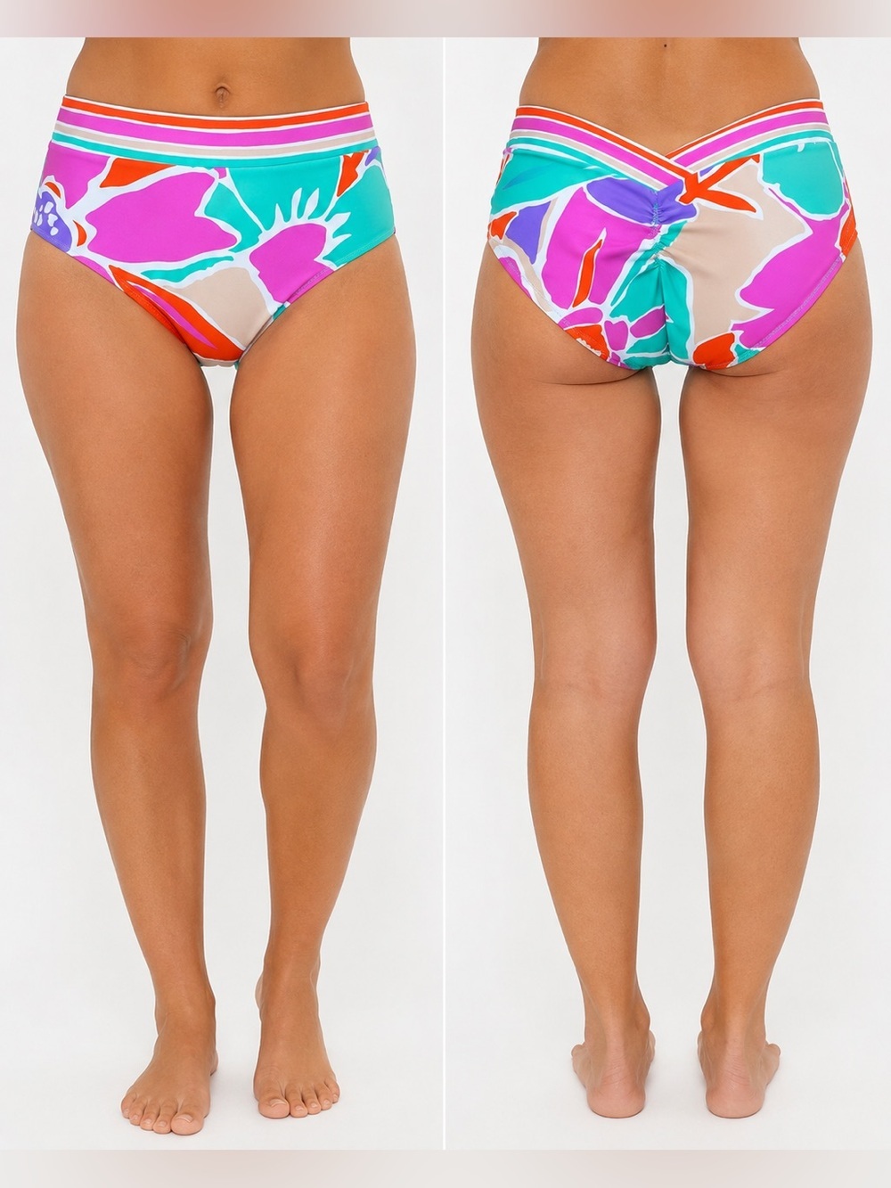 Trina Turk Tropical Floral High Waist Bikini Bottom NWT Size 10  Medium $94